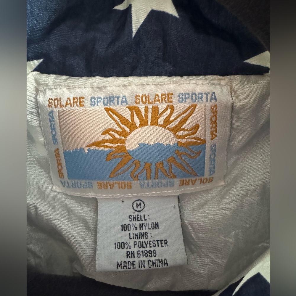 Vintage 80s Retro Solare Sporta Stars Stripes Americana Style Windbreaker Jacket - Picture 6 of 10